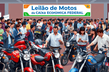 Imagem de motos disponíveis em leilões da Caixa Econômica, destacando oportunidades de compra.