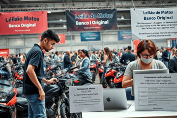 Imagem representativa do Leilão de Motos do Banco Original, mostrando motos disponíveis para lance.