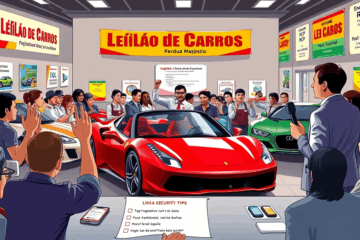 Imagem ilustrativa de carros em um leilão, destacando o processo de compra seguro.