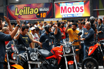 Imagem representativa de um leilão de motos, destacando motocicletas disponíveis para compra.