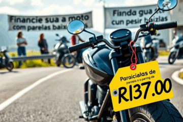 Imagem de uma moto disponível para financiamento com parcelas baixas.