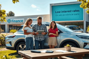 Imagem de um carro novo representando financiamento com juros baixos.
