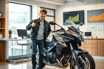 Imagem de uma motocicleta representando o financiamento com documentação simples.