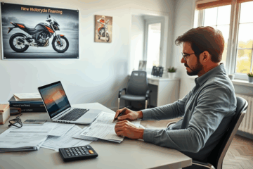 Pessoa feliz recebendo a aprovação do financiamento de moto rapidamente.